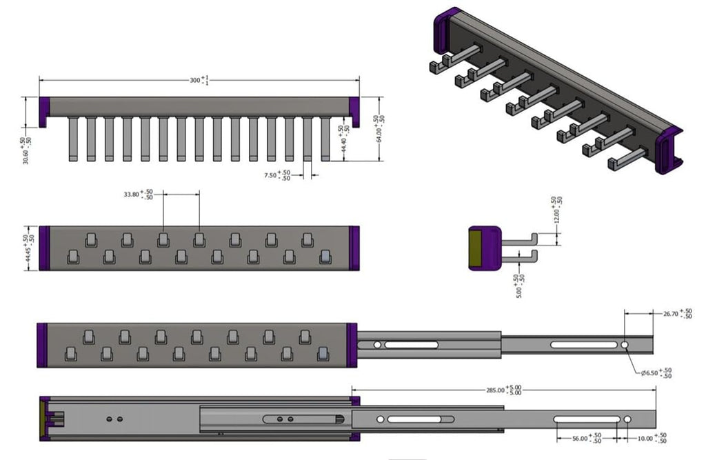 15-Hook Designer Wardrobe Reversible Closet Tie Rack with 11.22 Inch Retractable Pullout Extension (Matte Nickel)