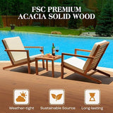 3-Piece Acacia Wood Outdoor Patio Furniture Set - Bistro for Patio, Garden & Porch