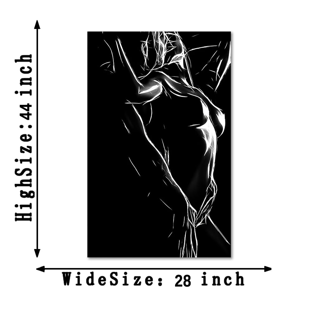 Minimalist Woman Body Canvas Wall Art - Abstract Black White Sexy Female Figure Line Art Print Modern Sensual Artwork