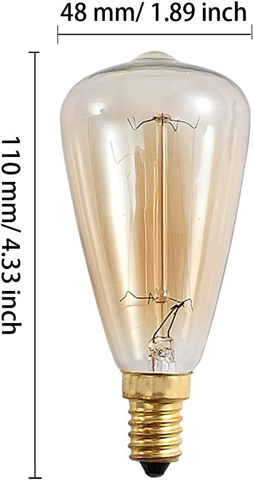 E14 25W Vintage Edison ST48 Squirrel Cage Filament Light Bulb - Dimmable Tear Drop Antique Candelabra Incandescent