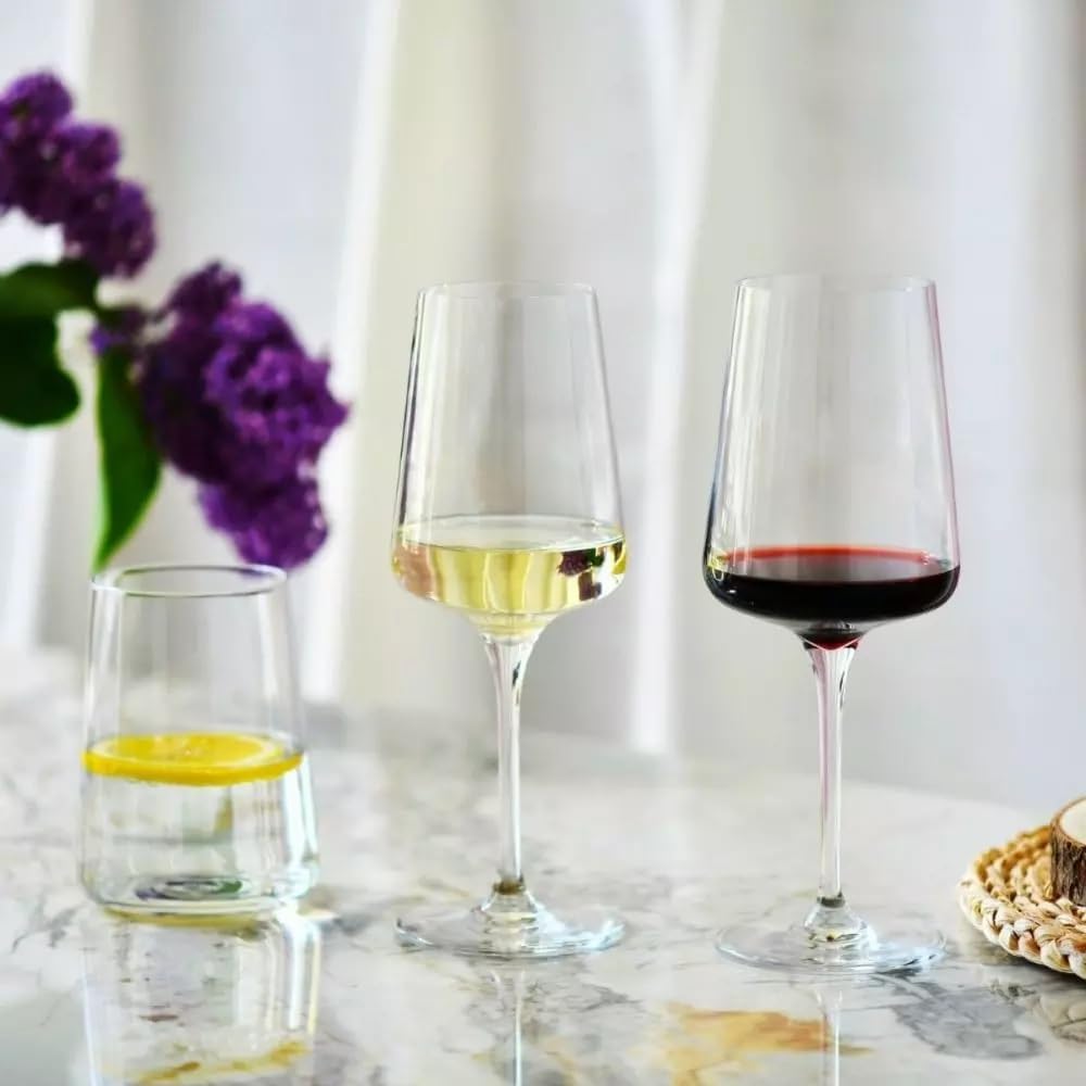 Red Wine Glasses | Elegant Design | Set of 6 | 16.9 oz | Infinity Collection | Ideal , Restaurants and Receptions |