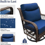 3-Piece Wicker Outdoor Patio Furniture Set - Swivel with Thick Cushions for Patio, Garden & Porch