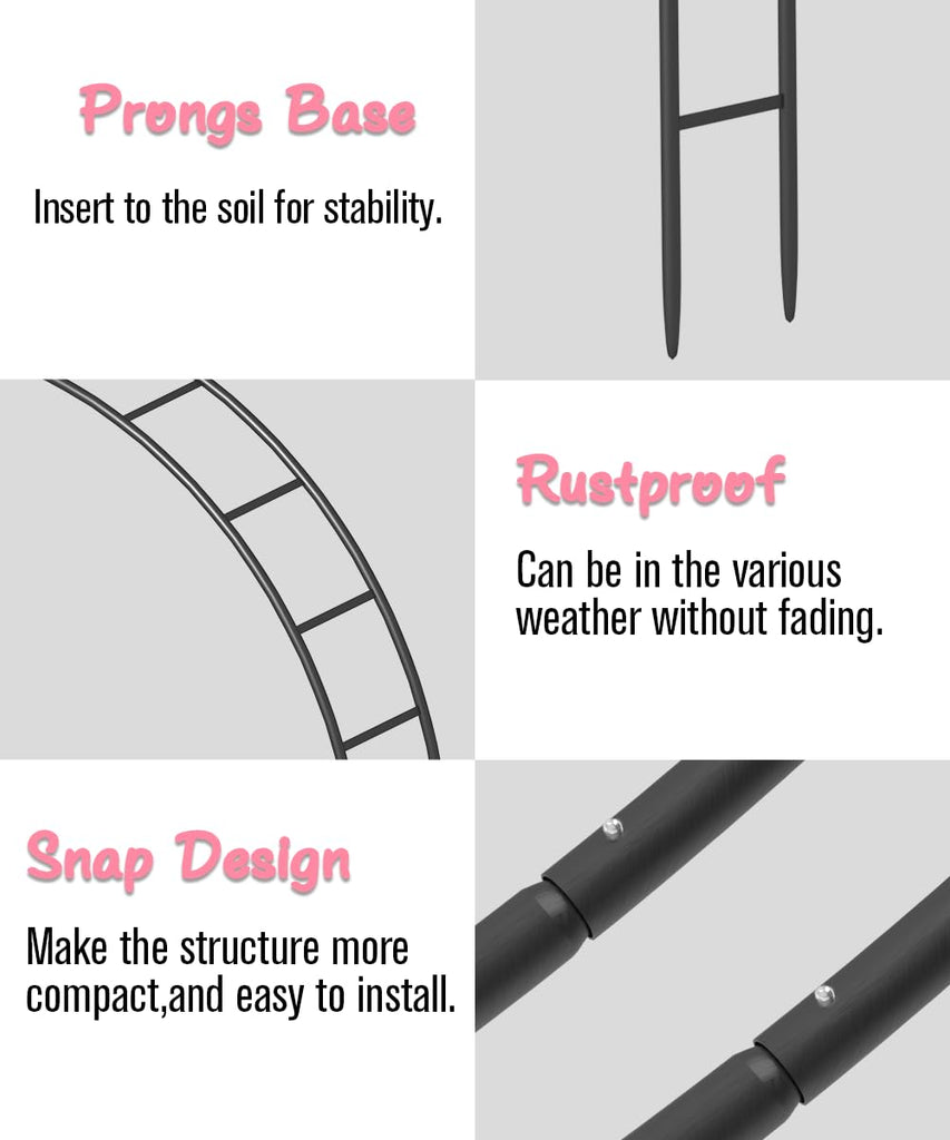Metal 7Ft Wide 7.7Ft High, Wedding Arch Frame for Wedding Decorations, Balloon Arch Stand with Base for Ceremony