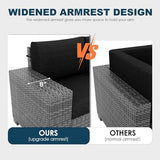 7-Piece Wicker Outdoor Patio Furniture Set - Fire Pit | Black for Backyard, Garden & Porch