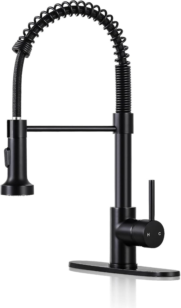 Kitchen Faucets with Pull Down Sprayer Single Handle 1 or 3 Holes Spring Kitchen Sink Faucet with Deck Plate for