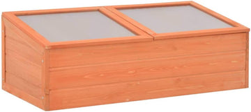 Wooden Cold Frame Greenhouse 39.4 x 19.7 x 13.4 Inches, Raised Garden Bed with PC Board Panels and Hinged Lid for