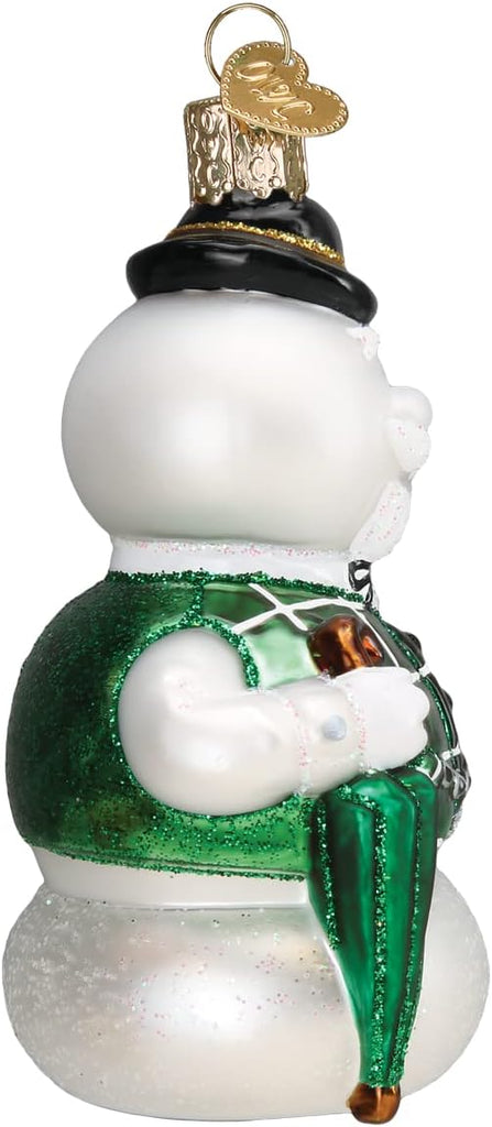 Sam The Snowman Glass Blown Ornament, Handcrafted Holiday Decoration, Rudolph Collection - Set of 14