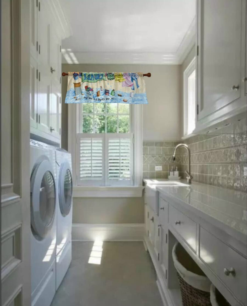 Colorful Soap and Suds Laundry Decorative Valance 58 x 18 Inches