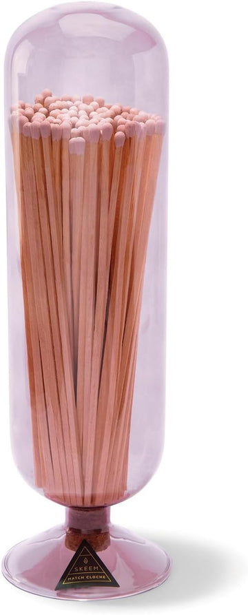 Fireplace Glass Match Cloche with Striker - Violet - Includes 120 Long Matches - Trendy, Colorful Matches