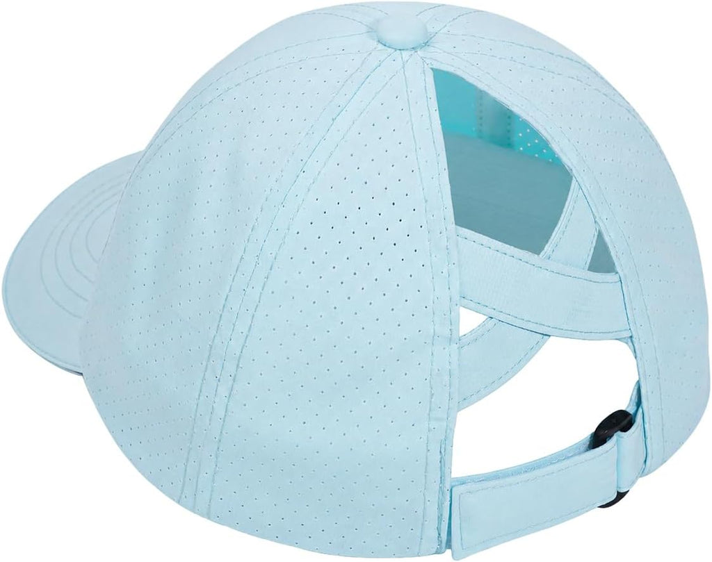 Little Girls Reflective Baseball Cap Criss Cross Ponytail Hat Kids Quick Dry Mesh Summer Sports Hat for Toddler Ages
