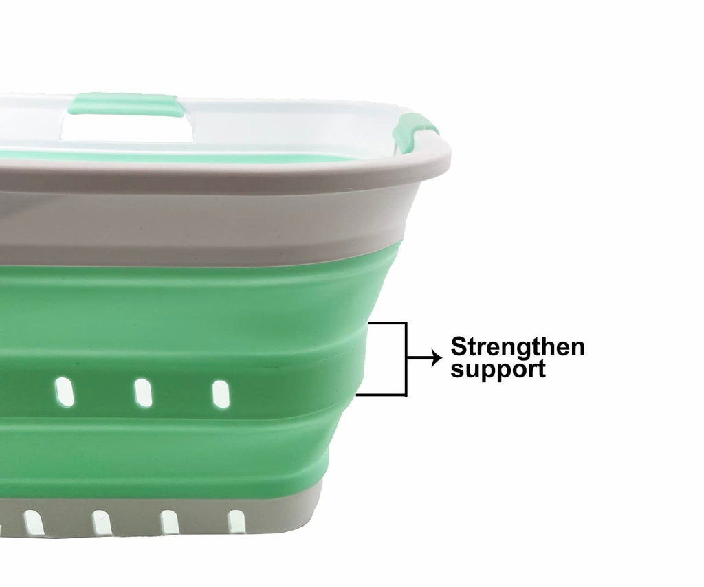 42L (11 gallon) Collapsible Plastic Laundry Basket - Foldable Pop Up Storage Container/Organizer - Portable Washing