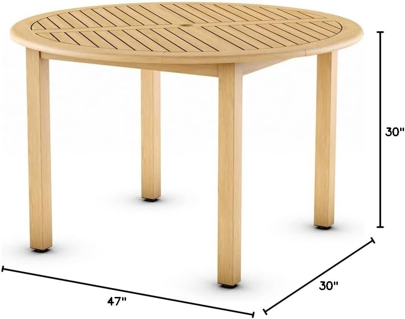 Indiana Round Patio Dining Table | Teak Finish | Durable and Ideal for Indoors and Outdoors, Brown