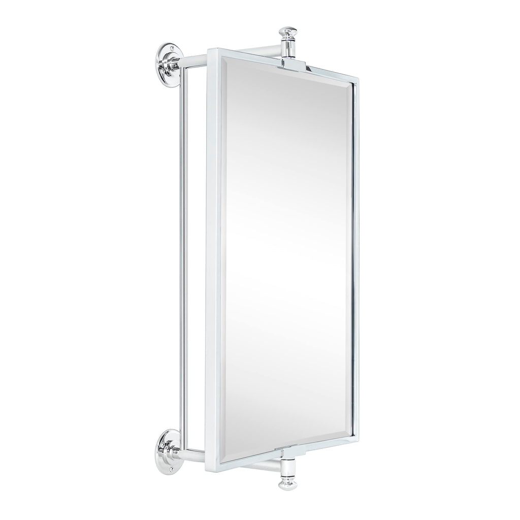 Chrome Beveled Rectangle Pivot-N-View Bathroom Vanity Mirror Rotating Square Corner Tilting Mirror Corner Vanity, 14