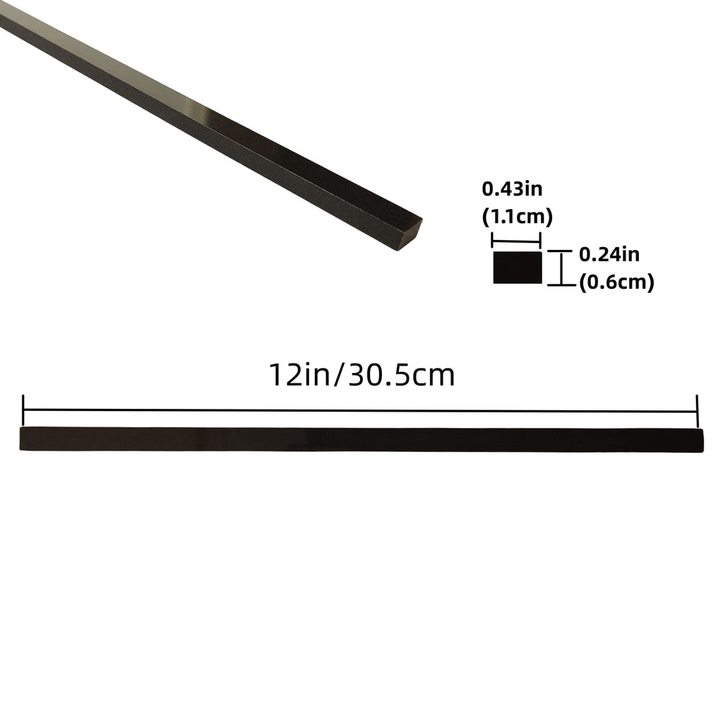 15 Pcs Black Marble Tile Edge Trim, 12 Inch Marble Pencil Liner Both Side Polished, Backsplash, Kitchen, Tile