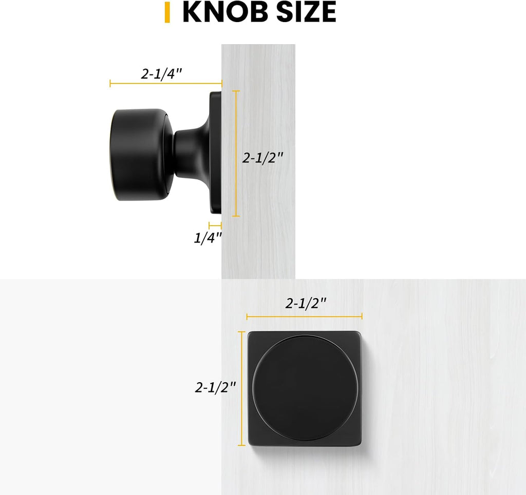 Matte Black Dummy Door Knobs No-Function, Single-Side Black Door Knobs for Handle, Closet Door Knob Pull/Handle