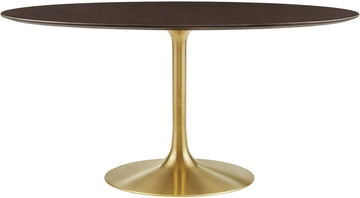 Inspired Tulip Style Oval Pedestal Dining Table — Gold Cherry Walnut, 60″ Oval
