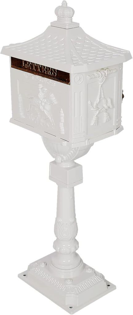 Classic White Cast Aluminum Mailbox & Postal Box