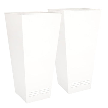 2 Pack 28" Tall Large Metal Planter, Tapered Steel Flower Pots with Insert Plate with Drain Holes & Air Vents for