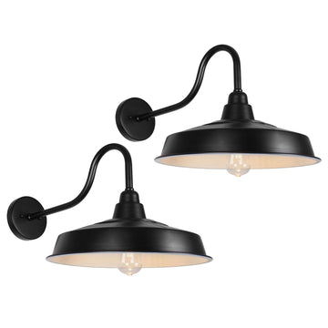 Solar Barn Lights Outdoor, 16 Inch Dome Wall Lights Solar Powered, Farmhouse Exterior Wall Sconce, Industrial Outside