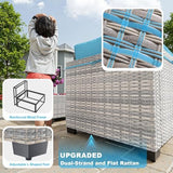 7-Piece Wicker Outdoor Patio Furniture Set | Blue All-Weather Resistant with Thick Cushions for Backyard, Garden & Porch