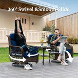 3-Piece Wicker Outdoor Patio Furniture Set - Swivel with Thick Cushions for Patio, Garden & Porch