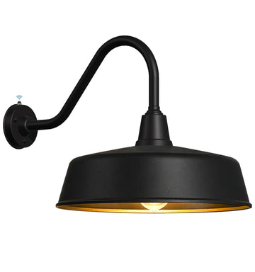 18" Large Outdoor Gooseneck Barn Light, Rustic Dusk to Dawn Sconce