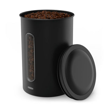 Stainless Steel Coffee Canister (Large Capacity, Over 1kg of Coffee, Suitable for Any Food) Matte Black