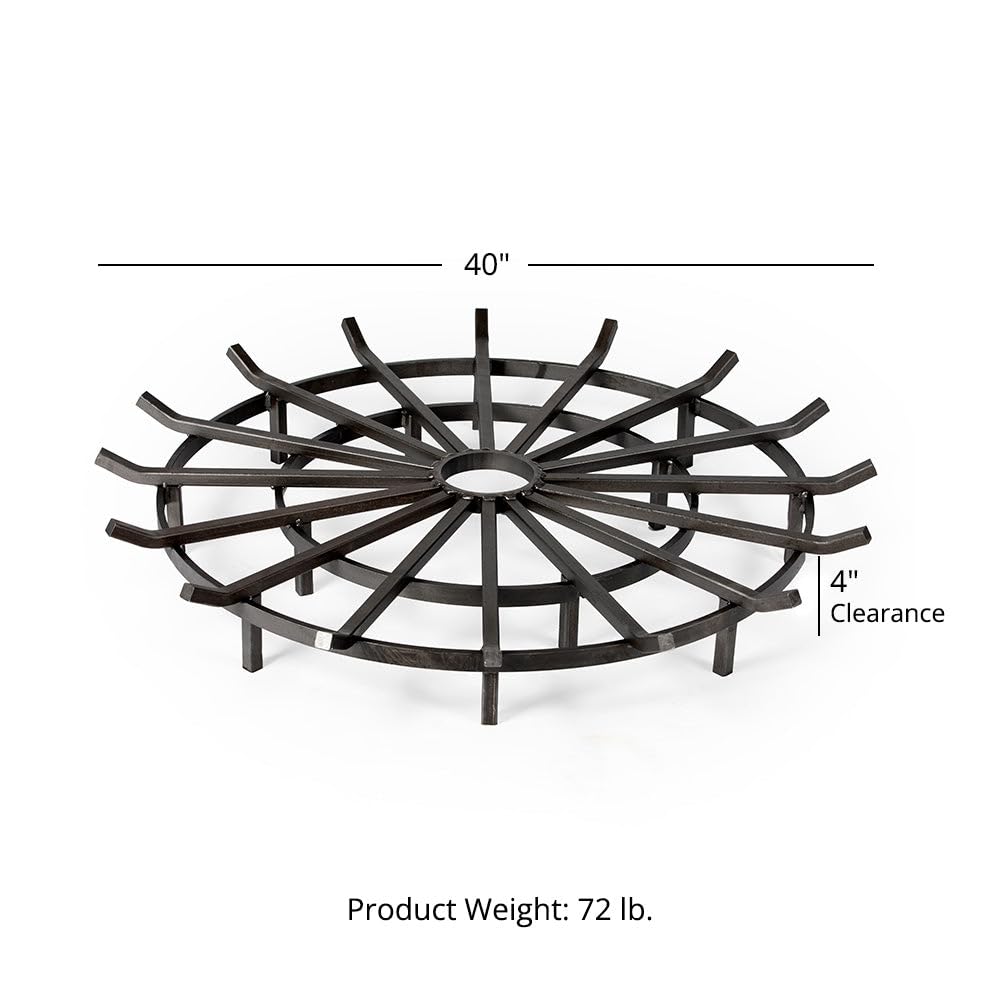 Ash & Ember 40" Wagon Wheel Fire Pit Grate, High Efficiency & Smoke-Reducing Firewood Grate, Heavy Duty Woodburning