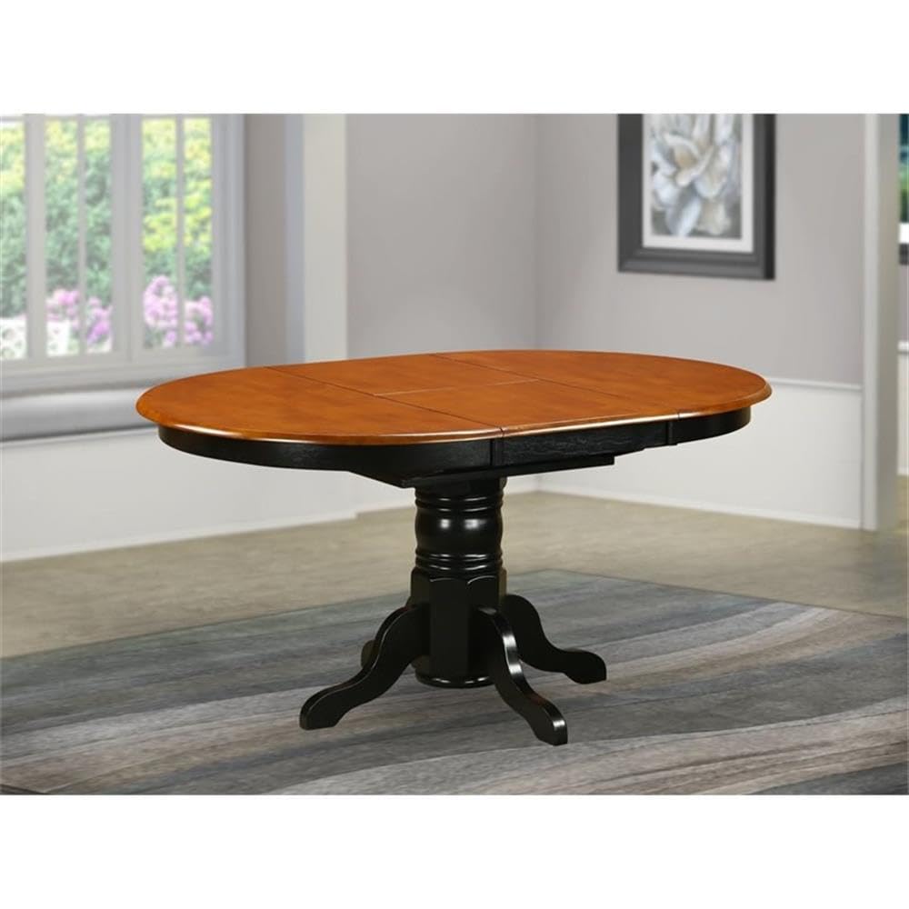 West Furniture AVT-BLK-TP Avon Kitchen Dining Table - an Oval Wooden Table Top with Butterfly Leaf & Pedestal Base