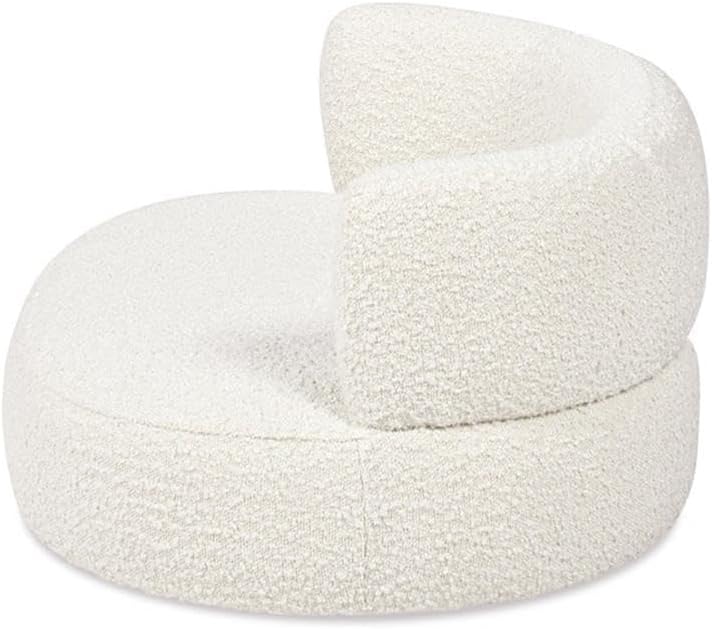 Shep 36" Curved Medium Size Dog Sofa Bed, Ivory White Boucle