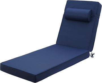 Outdoor Chaise Lounge Cushion, Blue, 72 x 21 x 3 in | Waterproof Fade-resistant Lounge Chair Cushion, 25D Foam