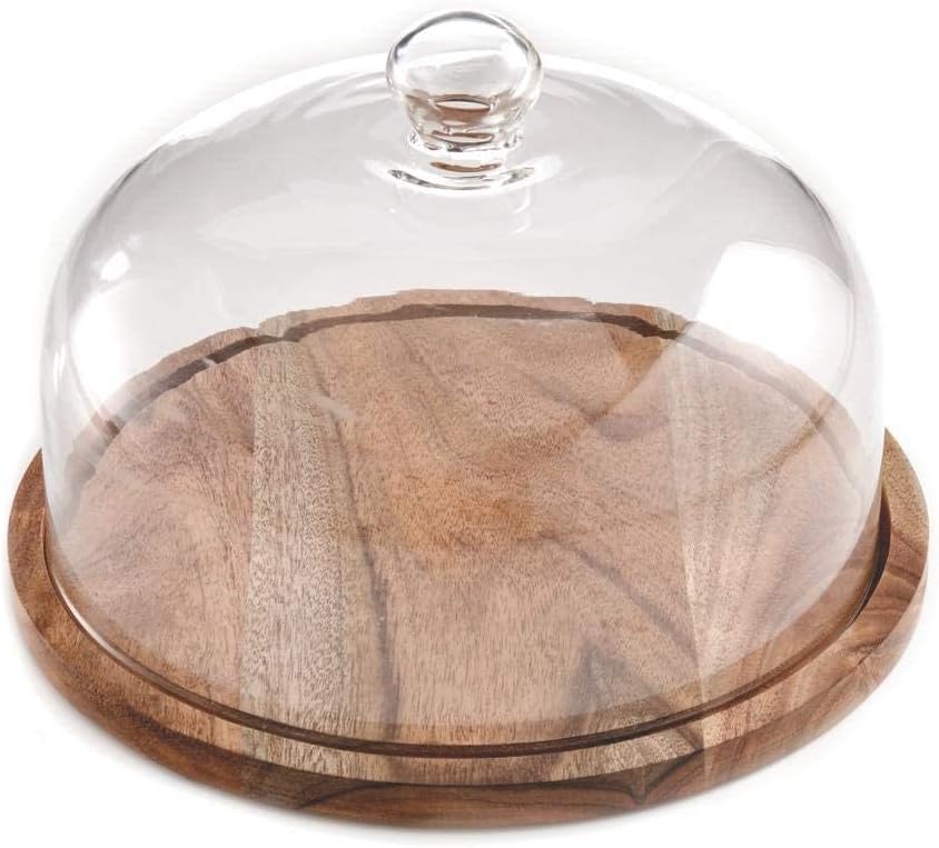 4-in-1 Cake Stand with Glass Dome, Cheese Board, Tray