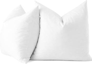 22x22 Feather Down Throw Pillow Inserts 100% Cotton Made in USA - Set of 2