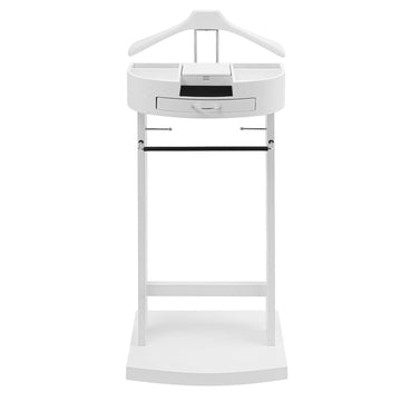Suit Valet Stand for Men and Women, Wood Suit Stands Butler Clothing Rack, Floor Standing Clothes Valet with Drawer