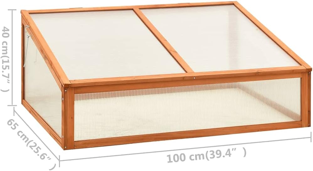 Wooden Greenhouse 39.4"x25.6"x15.7" Solid Firwood Cold Frame for Outdoor Garden Plants and Herbs, Raised Planter