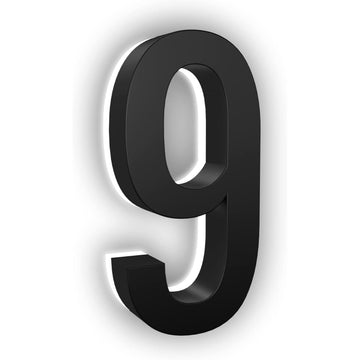 7 Inch Backlit LED House Number, 5000K White Light, ABS (9, Black)
