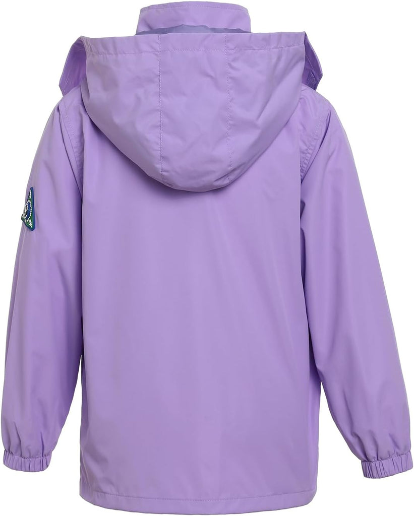 Kids Waterproof Rain Jacket Mesh Lined with Removable Hood
