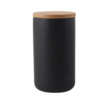 Ceramic Food Storage Jar Canister With Airtight Wooden Lid, Modern Design