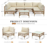 7-Piece Wicker Outdoor Patio Furniture Set | Beige for Backyard, Garden & Porch