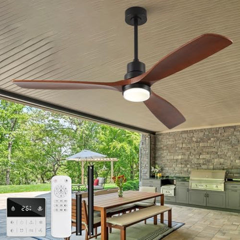 XINGSIYUELYX 60 Inch Black + Walnut Ceiling Fan