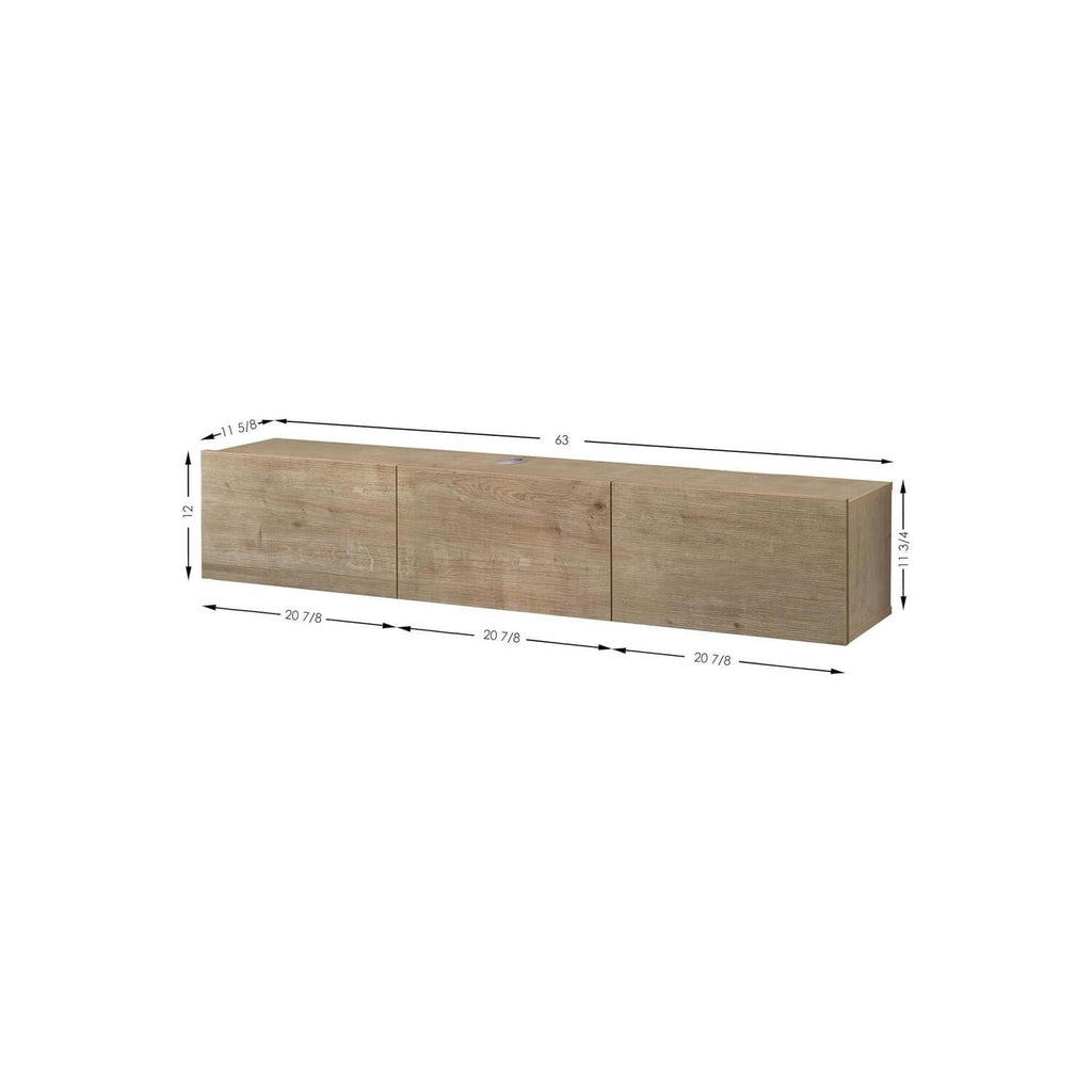 Urban Oasis 65 Inches Luxurious and Durable Floating TV Stand Wall Mounted Entertainment Center with Cable