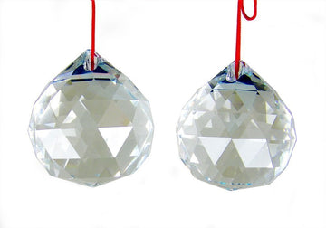 50mm Clear Suncatcher Crystal Ball Prisms Feng Shui X 2Pcs with Gift Box