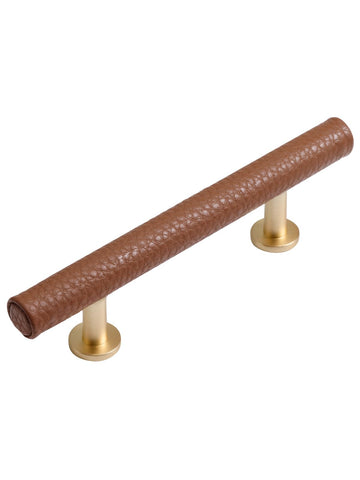 Brown Leather Drawer Pulls 5 Pack 3" (76mm) Hole Center Leather Dresser knobs Pulls Drawers Bathroom Dressers Cabinet