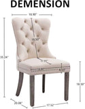 KCC Velvet Dining Chairs Set of 4, Upholstered High-end Tufted Dining Room Chair with Nailhead Back Ring Pull Trim