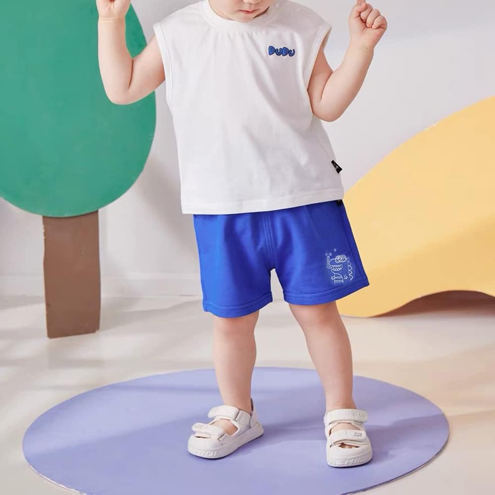 Toddler Shorts for Baby Boys Cotton Elastic Waist Shorts with Cartoon Print 6 Pack Toddler Baby Boy Summer Clothes
