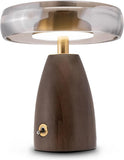 9” Table Lamp Lamp with Wood Base, Stained Glass Shade, 3 Color Temperature