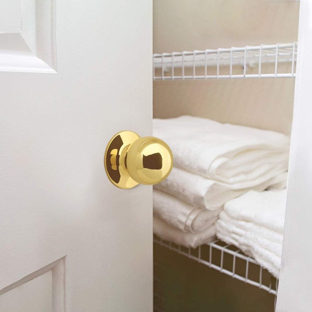 Ball Passage Door Knob, Polished Brass