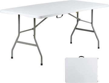 Folding Table 6ft, Heavy Duty Foldable Plastic 6 Foot Banquet Table