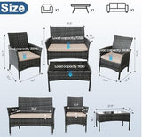 4-Piece Wicker Outdoor Patio Furniture Set | Gray for Patio, Garden & Porch