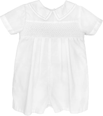 Baby Boys' Romper with Smocking and Faggoting